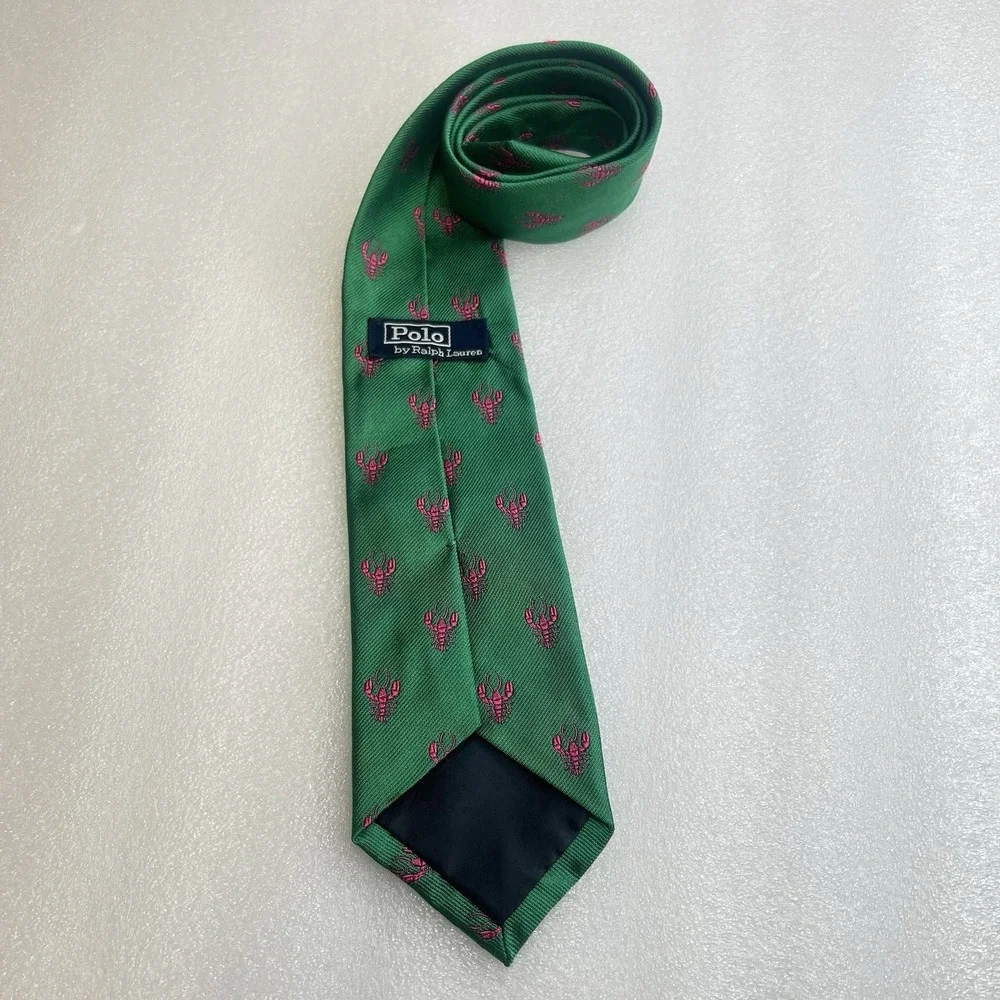 Polo Ralph Lauren Junior Hand Made in Italy 100% Silk Green Necktie with Lobster